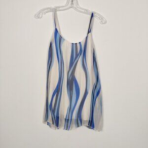 Bellambra Women's Blue and White Spaghetti Strap Camisole Size Large Silk Boho
